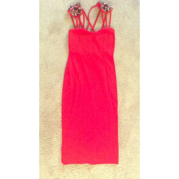 ASOS Dresses & Skirts - Red Midi Length - Jeweled Dress