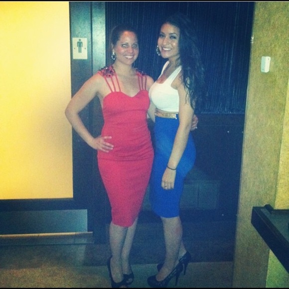 Red Midi Length - Jeweled Dress - Picture 4 of 4