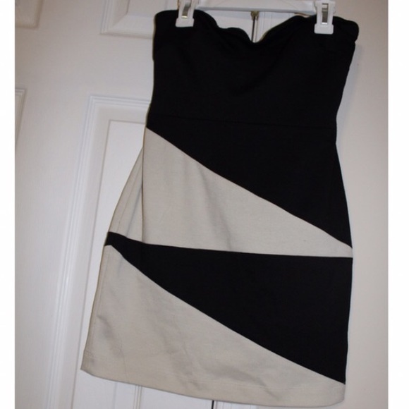 Black and White Strapless Dress