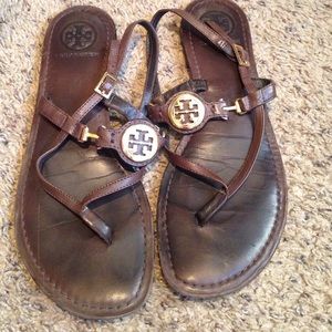 Tory burch brown leather sandals