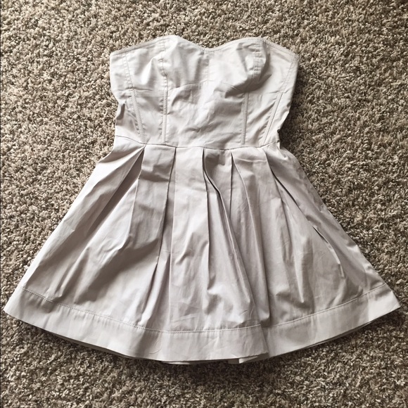 Tan strapless pleated top