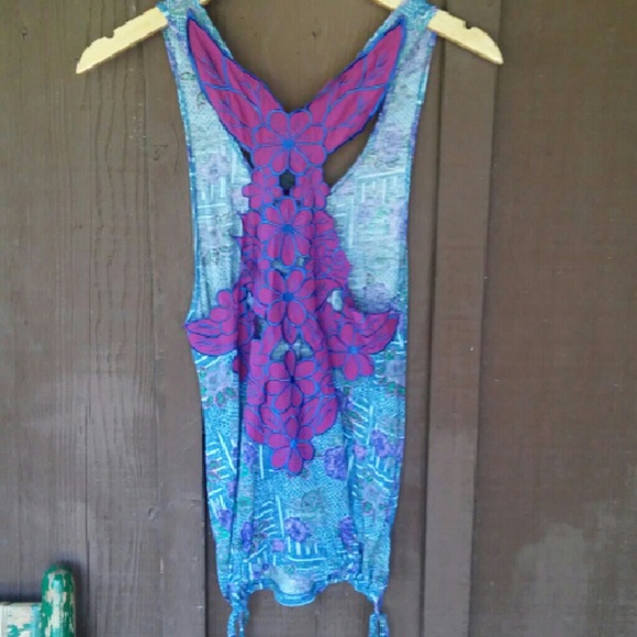 Free people, flower detailed racer back tank