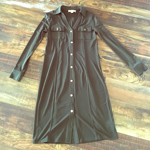 Michael Kors Olive Colored Button Front Dress