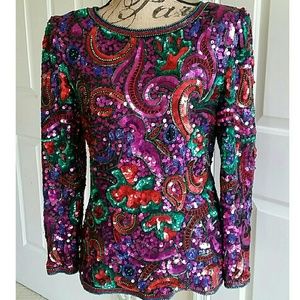 🚫SOLD🚫Lawrence Kazar Heavy sequin top