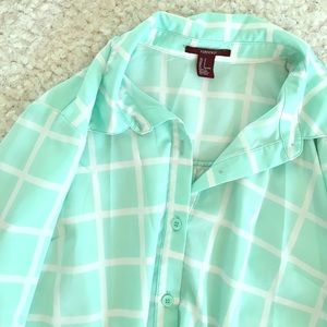 Teal button up shirt