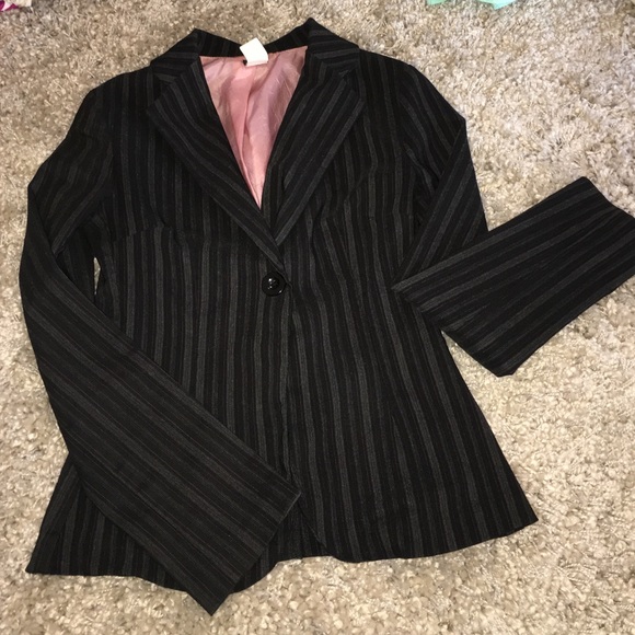 Black/pink/grey striped blazer