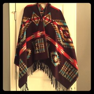 Tribal poncho w/ hood