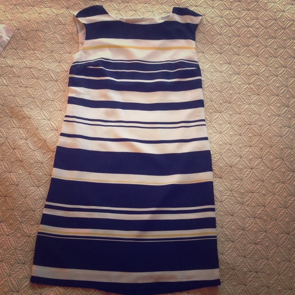 Blue and yellow striped tank dress