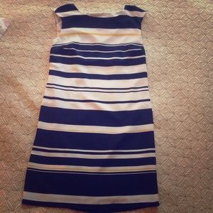 Blue and yellow striped tank dress
