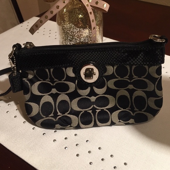 Coach wristlet black w/ silver