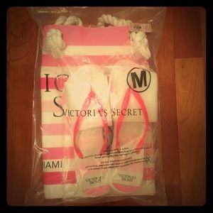 Victoria's Secret beach bag tote and flip flops