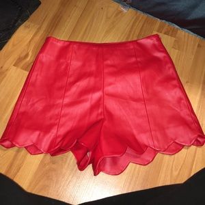 Red high waisted shorts