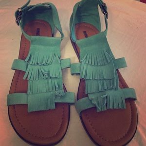 Turquoise Fringed Sandals