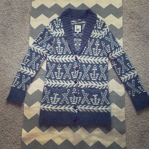 Hollister Wool Sweater Grey w/White design SZ M