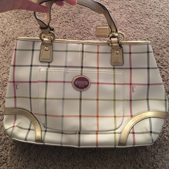Plaid Coach tote