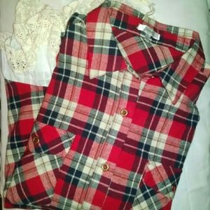 Flannel L/S Plaid Shirt ( Small) with lace accents