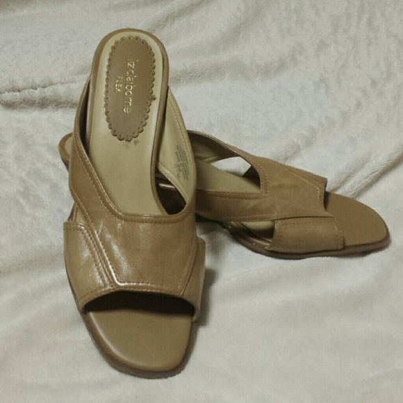 Tan leather slip ons