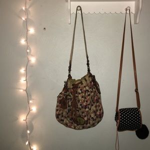 Floral fossil barrel purse