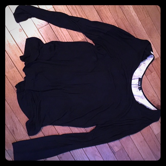 Black shirt with partial lace back