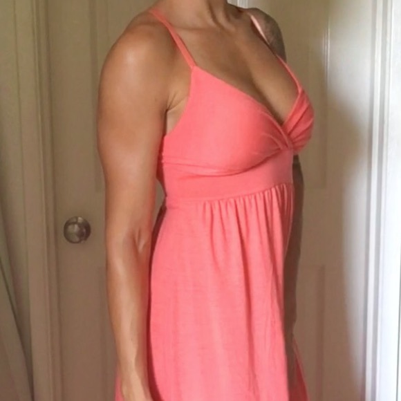 Salmon colored maxi dress