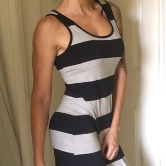 Grey and black stripped maxi