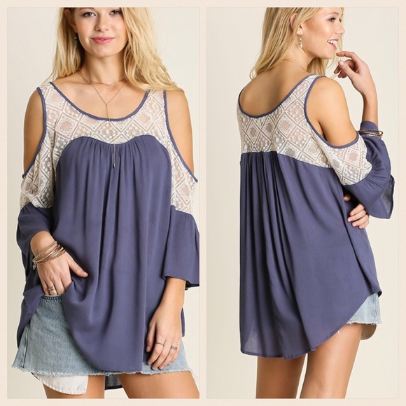 Last 1❗️Lace Love Cold Shoulder Top Large - Picture 2 of 3