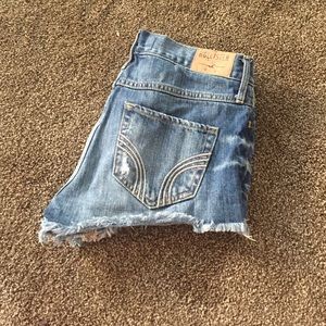 High waisted destroyed jean shorts