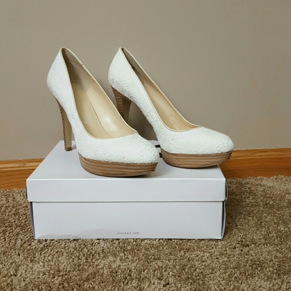 Nine West white heels