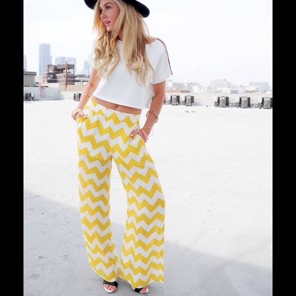 Yellow Chevron Palazzo Pants
