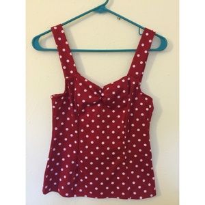 Red and white polka dot tank top