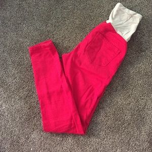 Red motherhood maternity pants