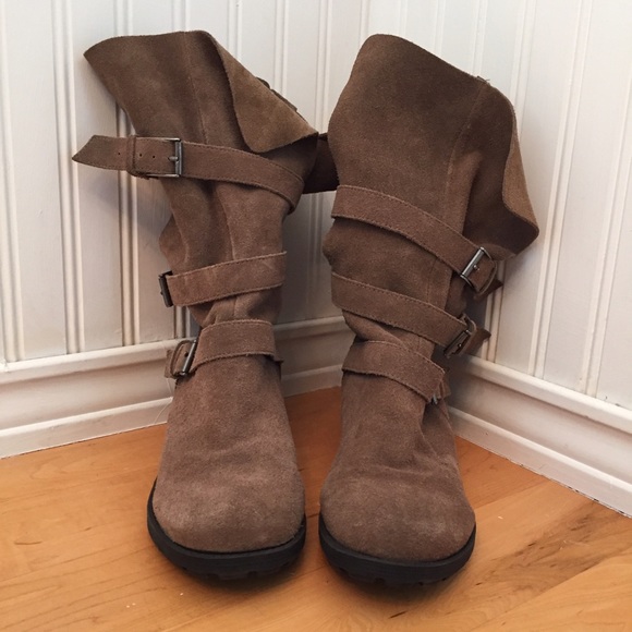 slouch buckle boots