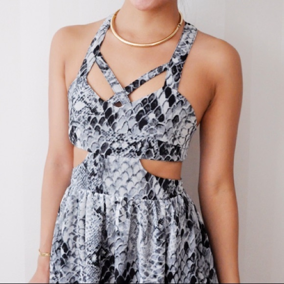 Stylestalker long snakeskin reptile print dress S