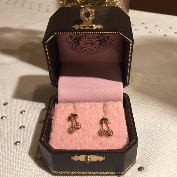 NWT gold juicy couture cherry earrings