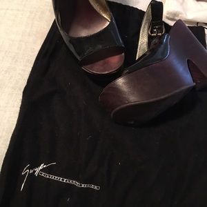 Cherry wood bottom platform paten leather heels