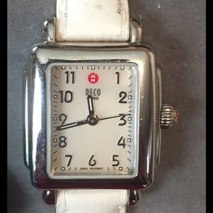 Michele Watch with White Leather band
