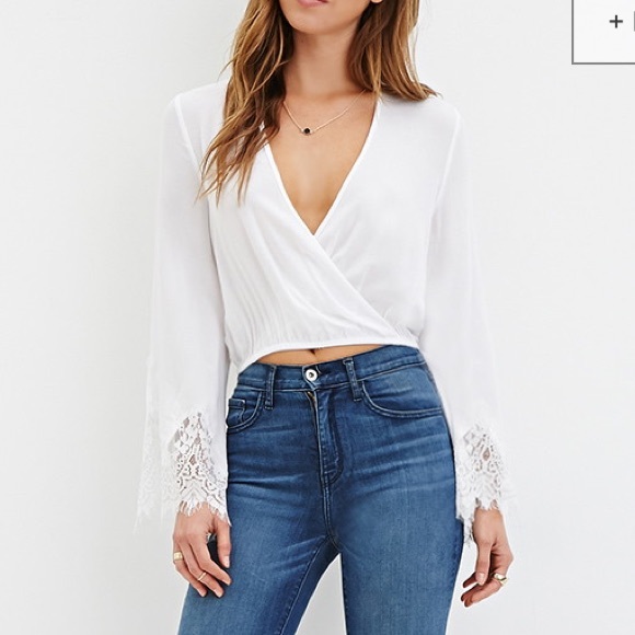 Forever 21 Lacy Surplice Crop Top