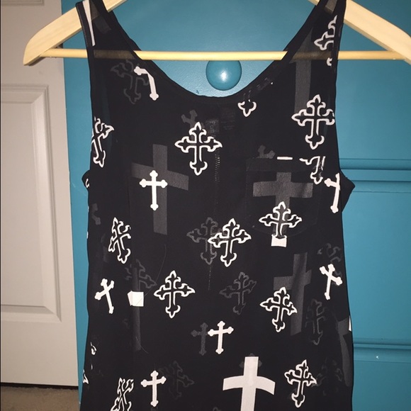 black sheer cross tank top