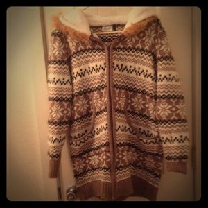 Stylish cozy fair isle sweater jacket