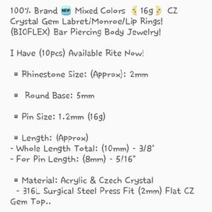 Brand 🆕 Mixed Colors 16g. Bio- Flex Monroe Rings!