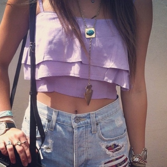 LF purple ruffle crop top