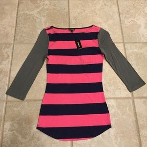 Cute 3/4 Sleeve Striped Cotton Tee!
