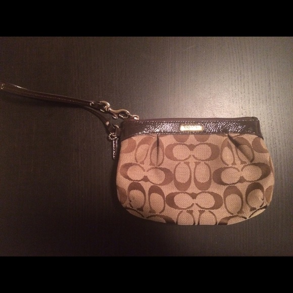 Brown coach wristlet
