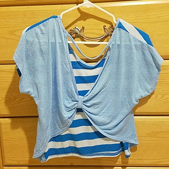 Striped open back crop top - Picture 2 of 2