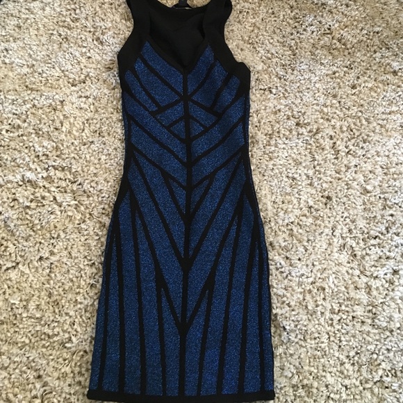 NWT form fitting black and blue dress