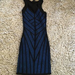 NWT form fitting black and blue dress