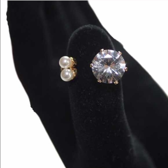 Adjustable Rhinestone and Pearl Ring - Picture 2 of 2