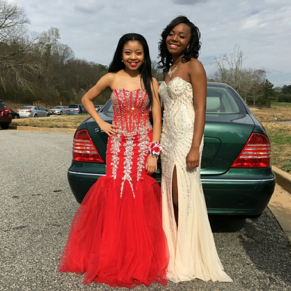 Gorgeous Red & Sliver Prom Dress