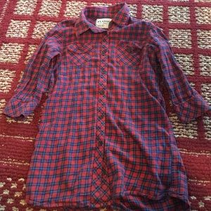 Girls blue and red flannel top shirt 12