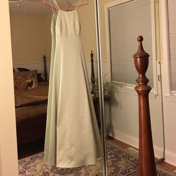 Betsey & Adam by Jaslene Dresses & Skirts - Pale green satin gown w embroidered top